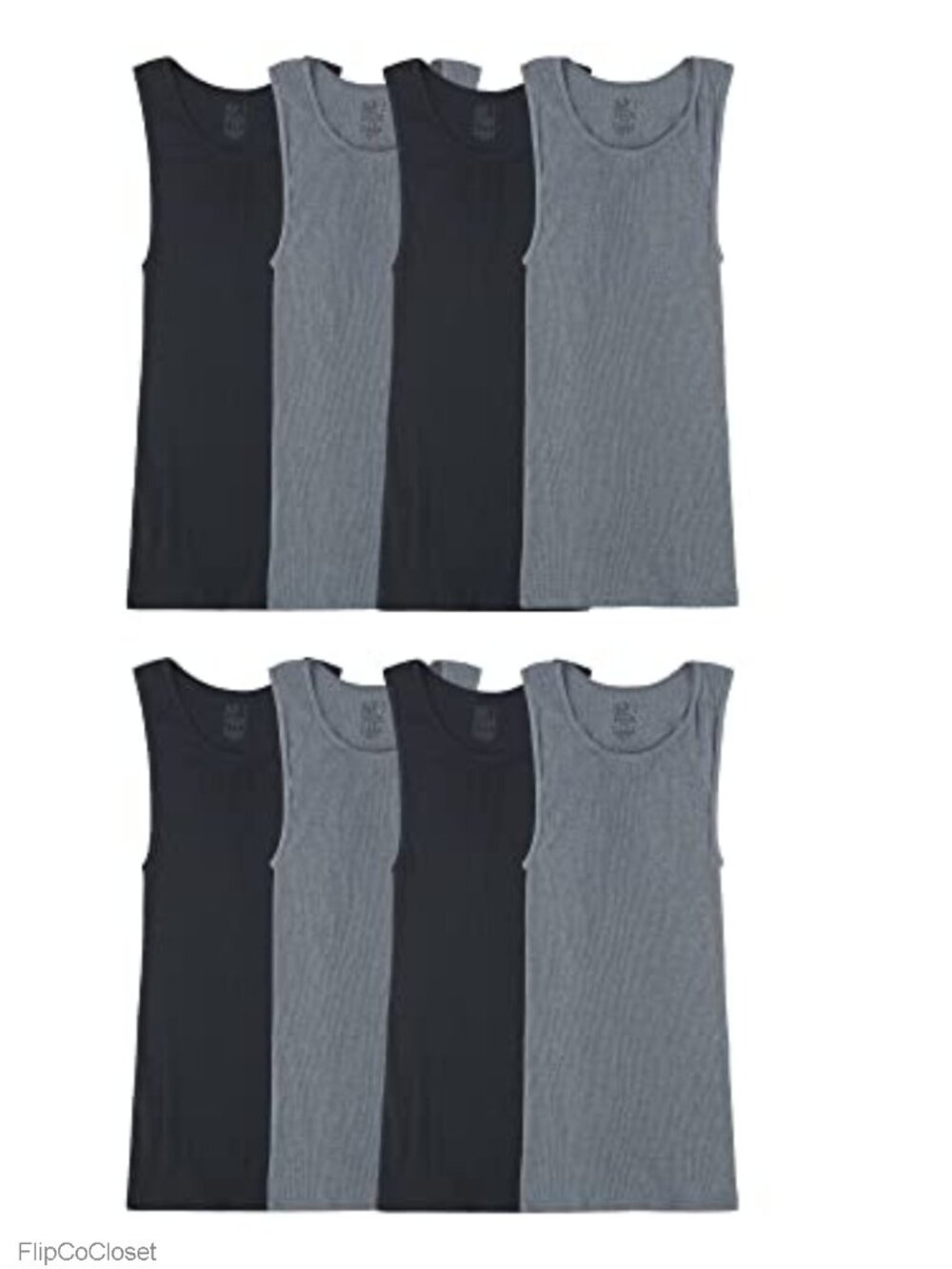 Men's Sleeveless Tag Free Moisture Wicking Tank A-Shirt Ribbed Cotton Blend